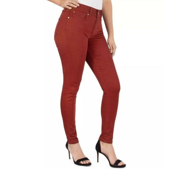 Seven 7 Tummyless High Rise Skinny Jeans Womens 8 (27 X 27.5) Fired Brick Red - Picture 10 of 13